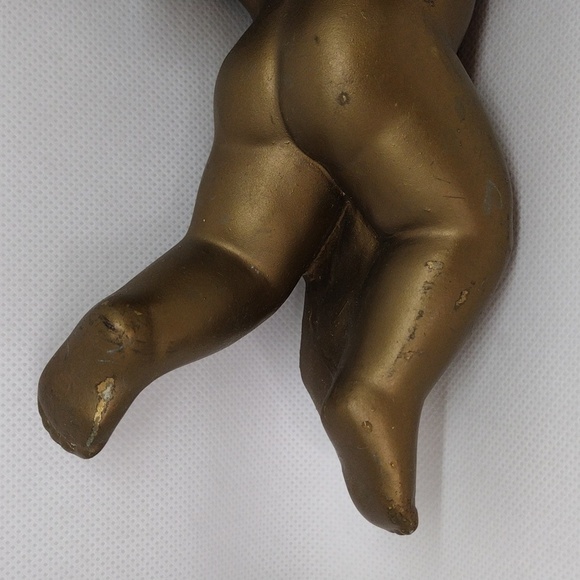 Vintage 1958 Universal Statuary Corp. Gold Cherub Angel Wall Hanging Decor - Picture 4 of 10
